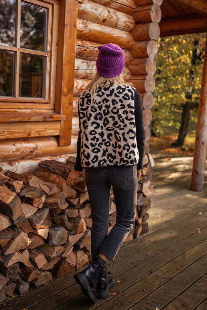 Luipaardprint Gilet Knitwear Fashion
