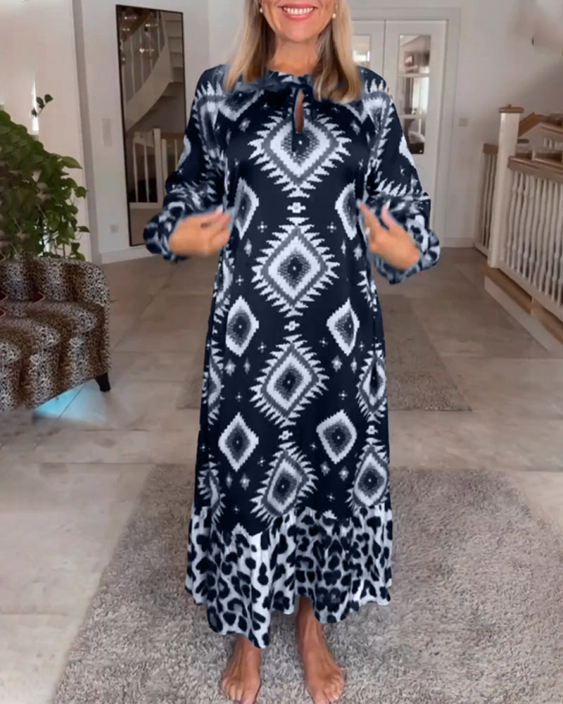 Jurk met lange mouwen en geometrische print