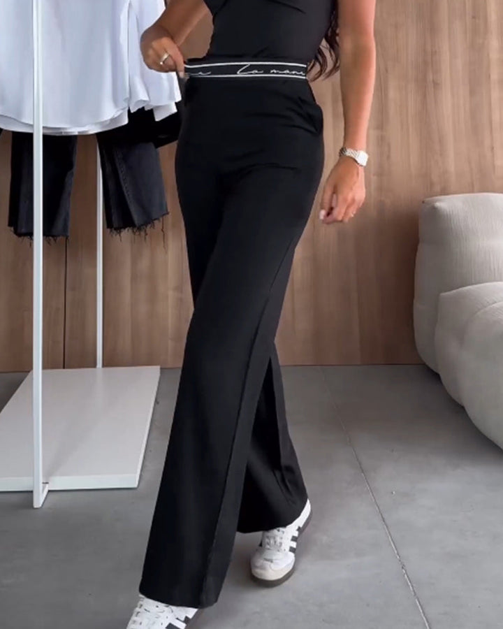 Casual effen Straight Pants met ritssluitzakken