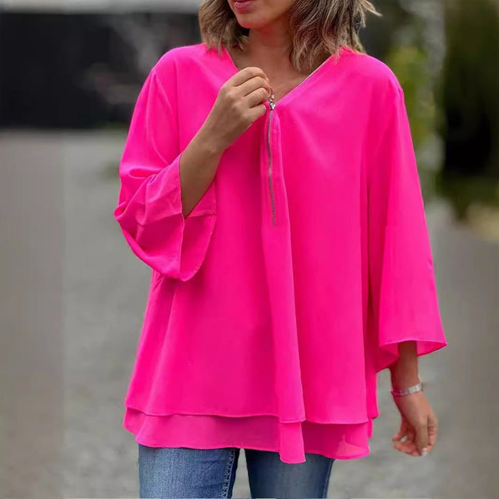 Luchtige Chiffon Blouse met Rits