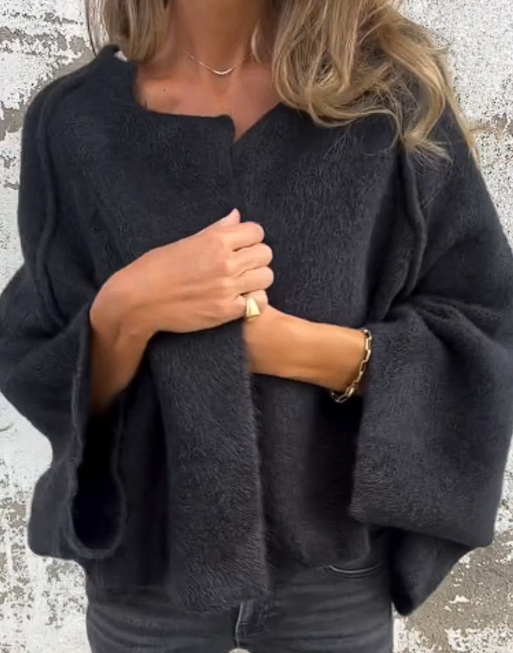 Neutrale Gedrapeerde Knit Top