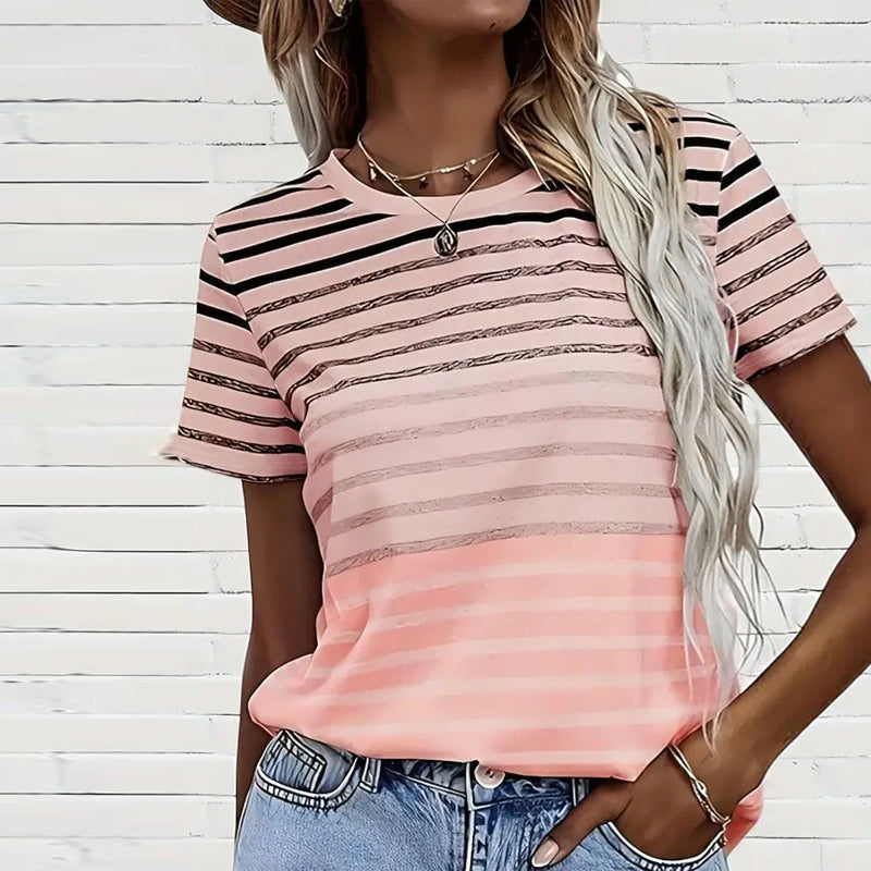 Gestreepte ronde hals T-shirt