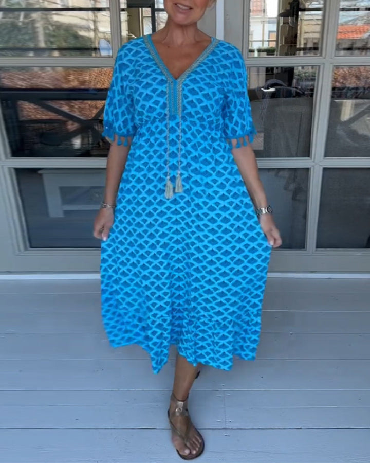 Casual V-halsjurk met print
