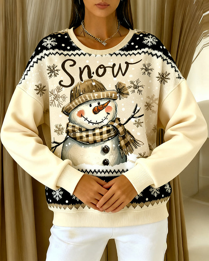 Sweatshirt met lange mouwen en sneeuwmanprint