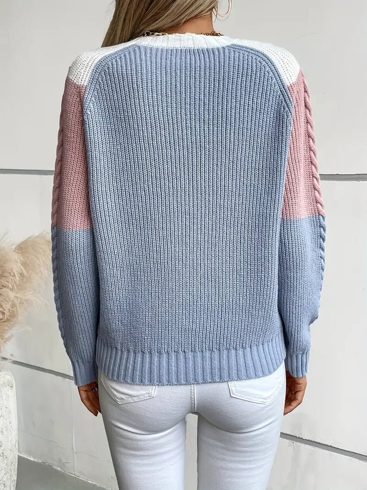 Chique Color Block trui met ronde hals voor dames