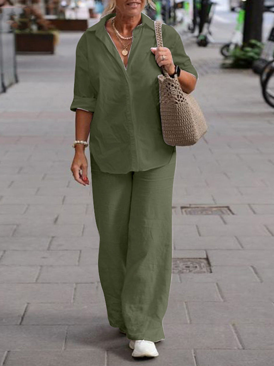Tweedelige Set met Overhemd met Lange Mouwen & Pantalon