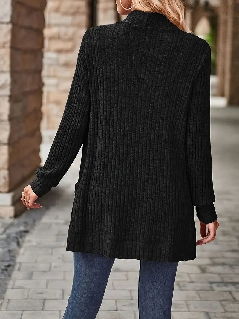 Chic Casual Geribbelde Top met Lange Mouwen