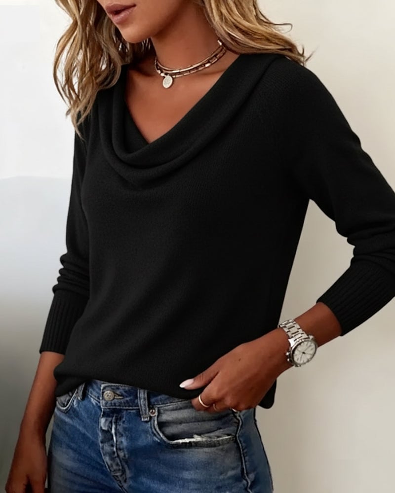 Modieuze sweater met lange mouwen en pile-kraag