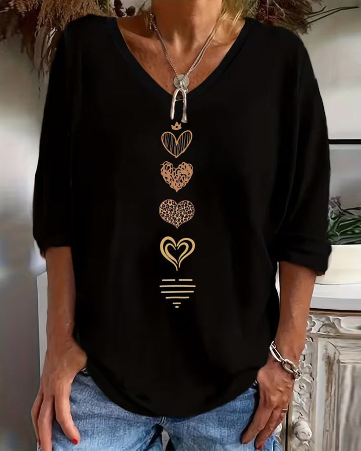 V-hals top met hartvormig detail