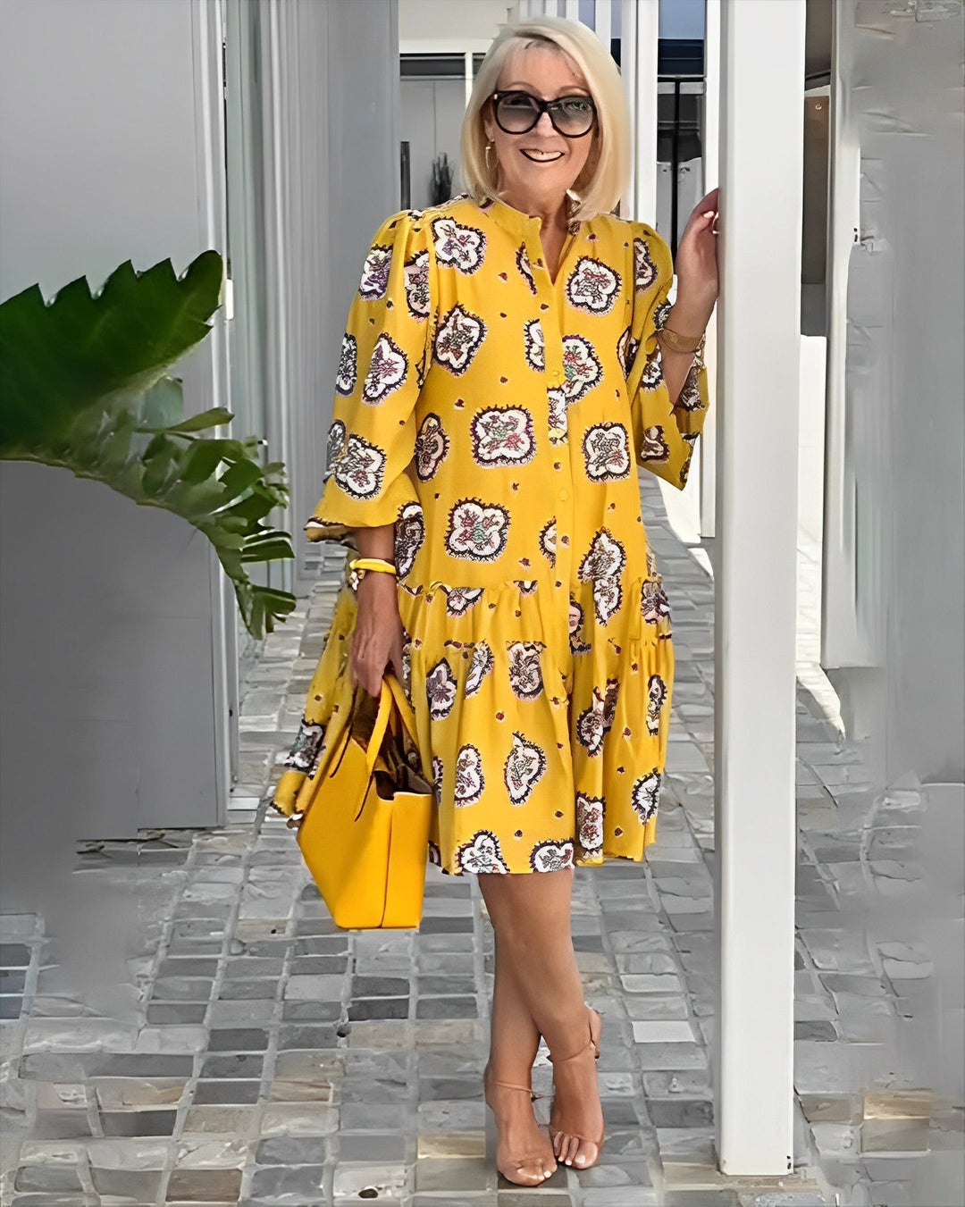 Bedrukte Loose Pleated Jurk
