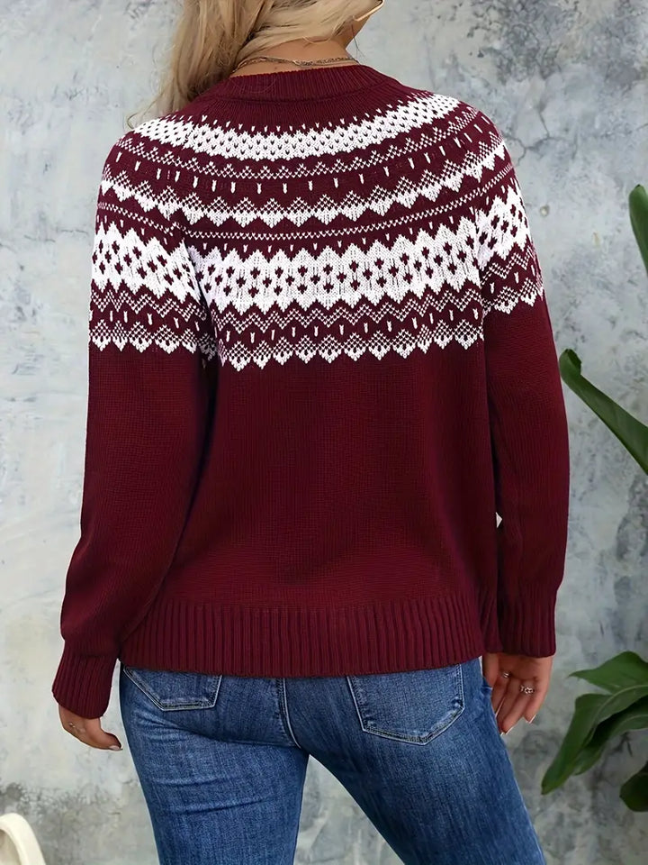 Dames Acrylic Knit Cardigan met geometrisch patroon