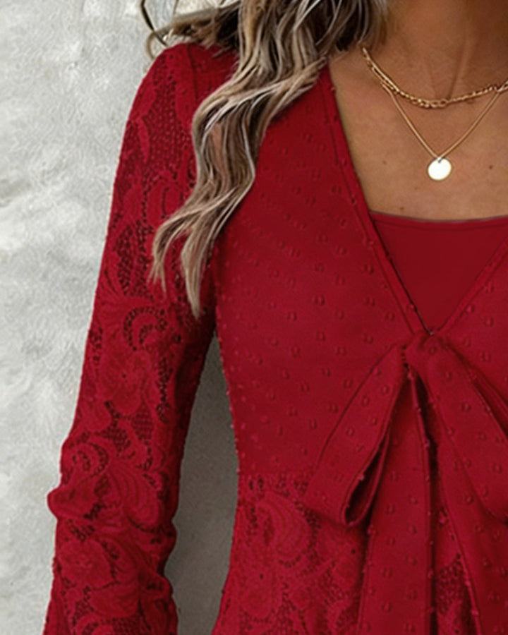 Effen V-hals blouse met klokmouwen