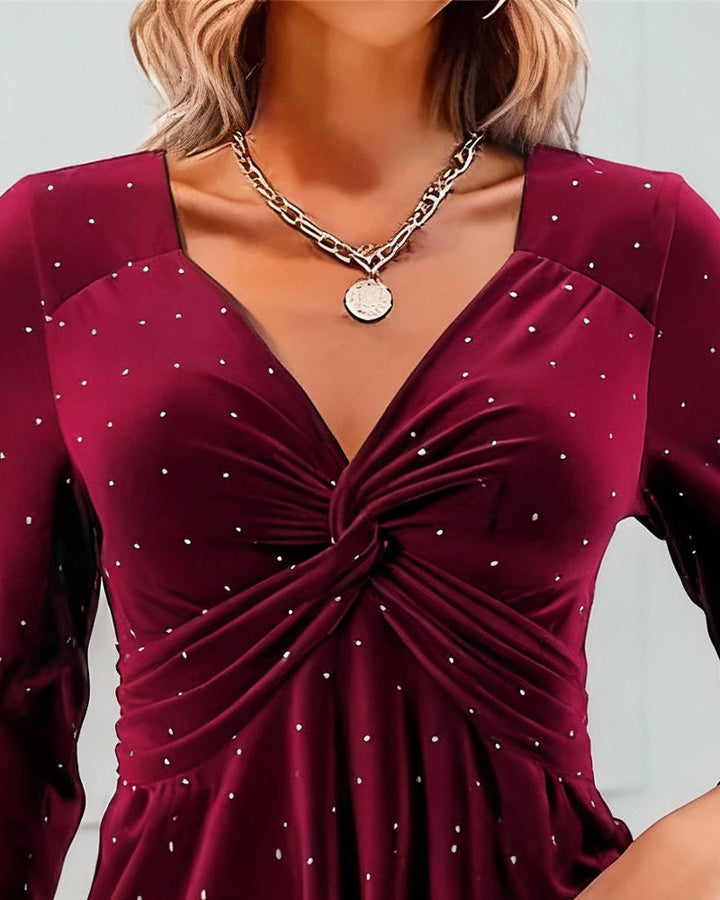 V-hals Glitter Knoop Design Top