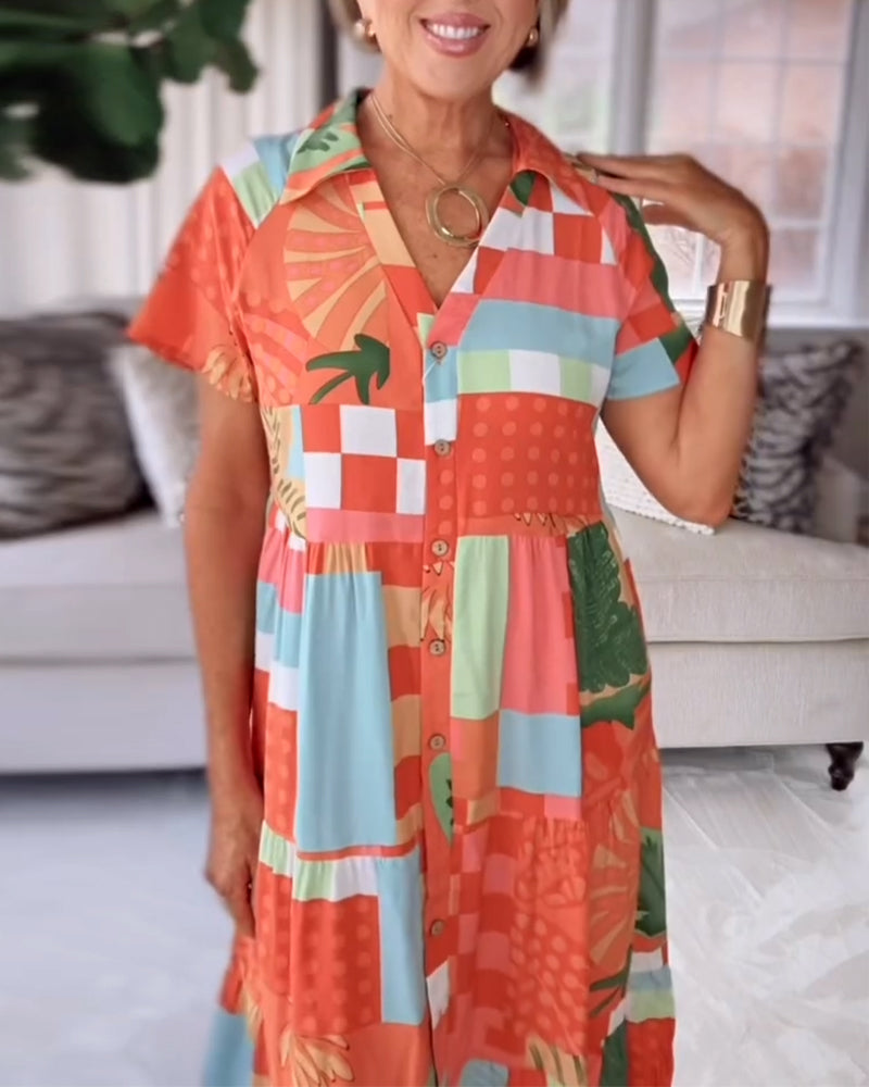 Casual jurk met print en korte mouwen