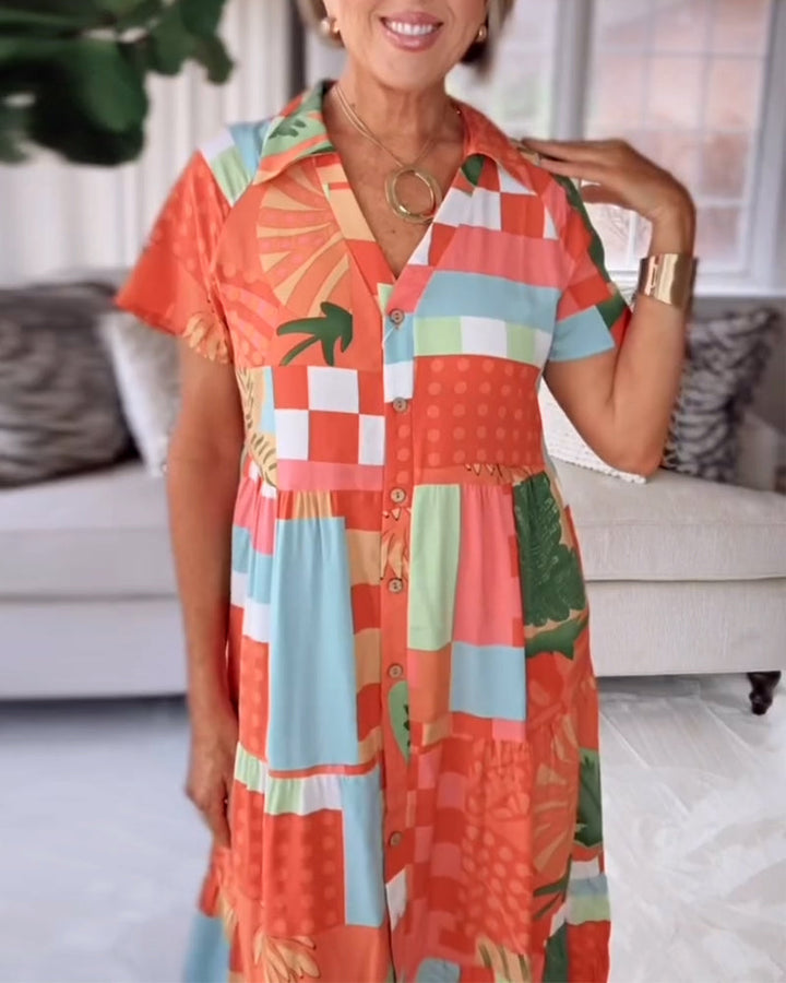 Casual jurk met print en korte mouwen