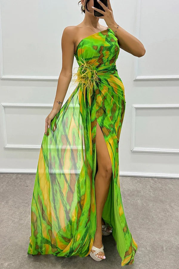 Chique Maxi-jurk met Levendige Print