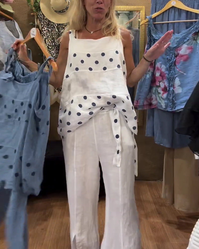 Casual tweedelige set met Polka Dot Print