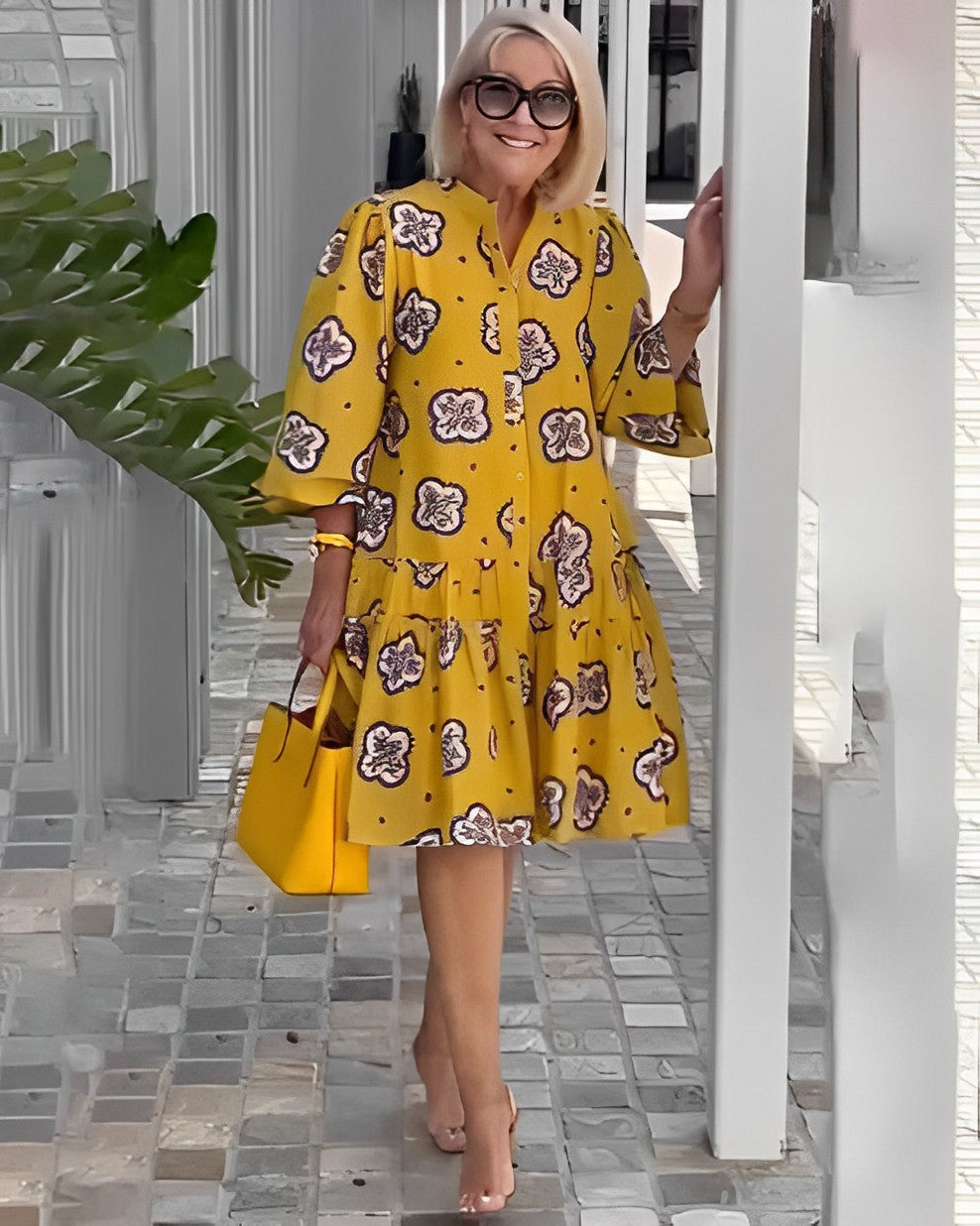 Bedrukte Loose Pleated Jurk