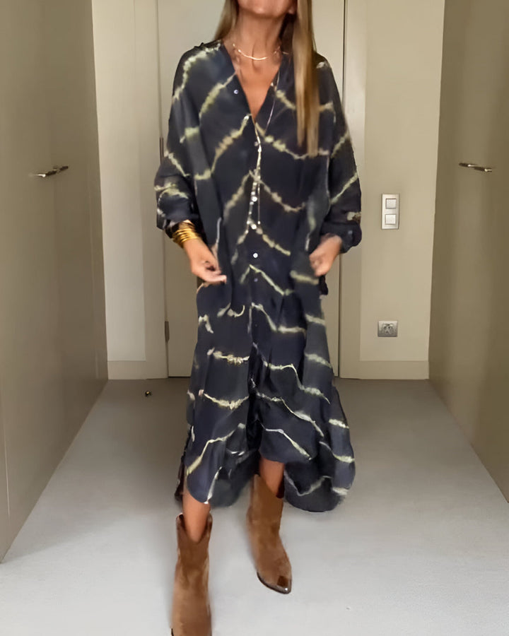 Luchtige Boho Maxi-jurk met gestreept patroon