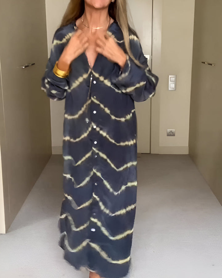 Luchtige Boho Maxi-jurk met gestreept patroon