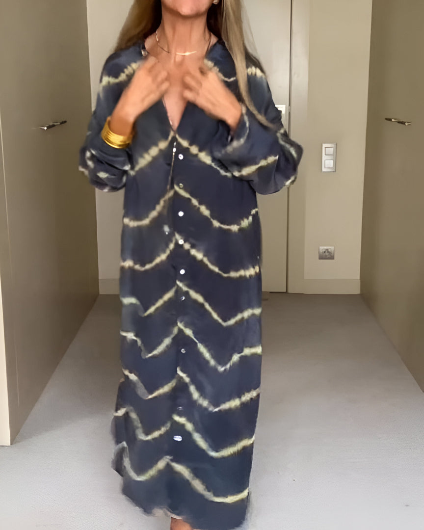 Luchtige Boho Maxi-jurk met gestreept patroon