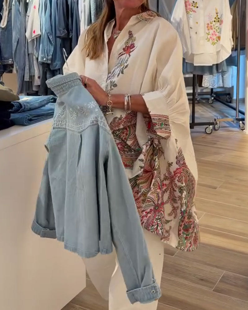 Shirt met etnische print in losse pasvorm