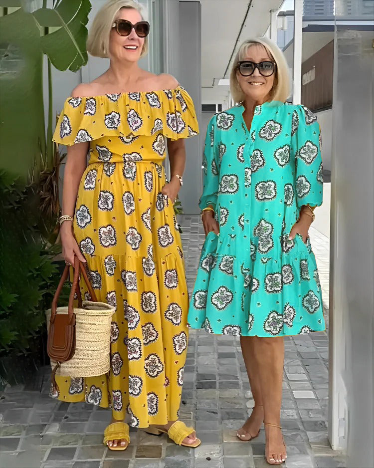 Bedrukte Loose Pleated Jurk