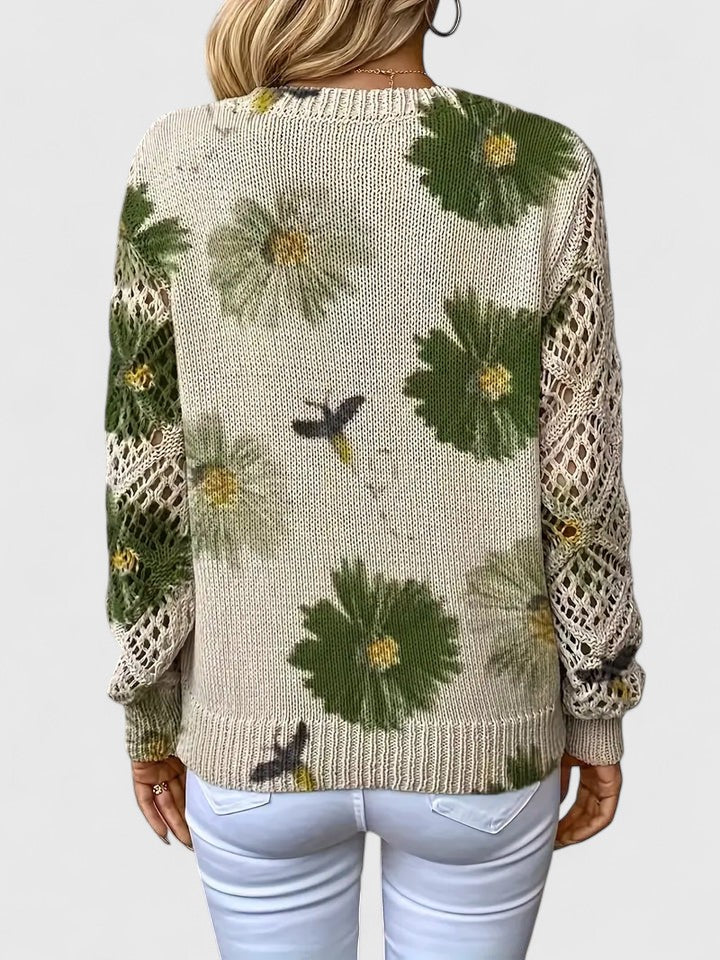 Elegante lichte sweater met bloemenprint