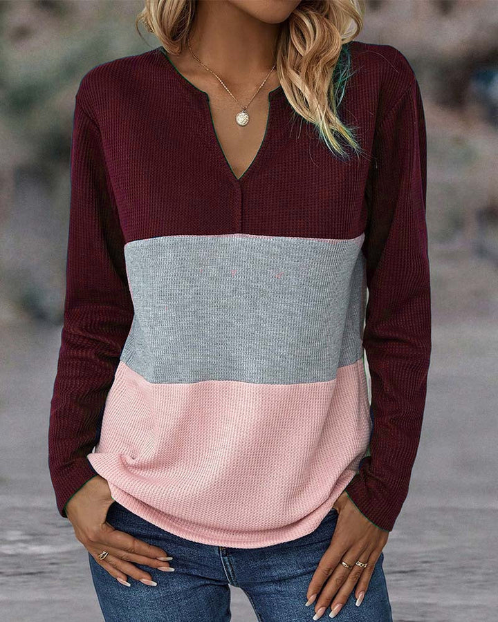 V-hals colour block top