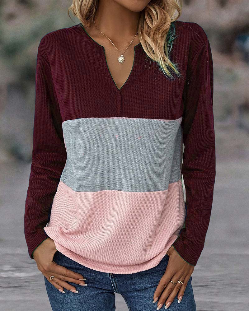 V-hals colour block top