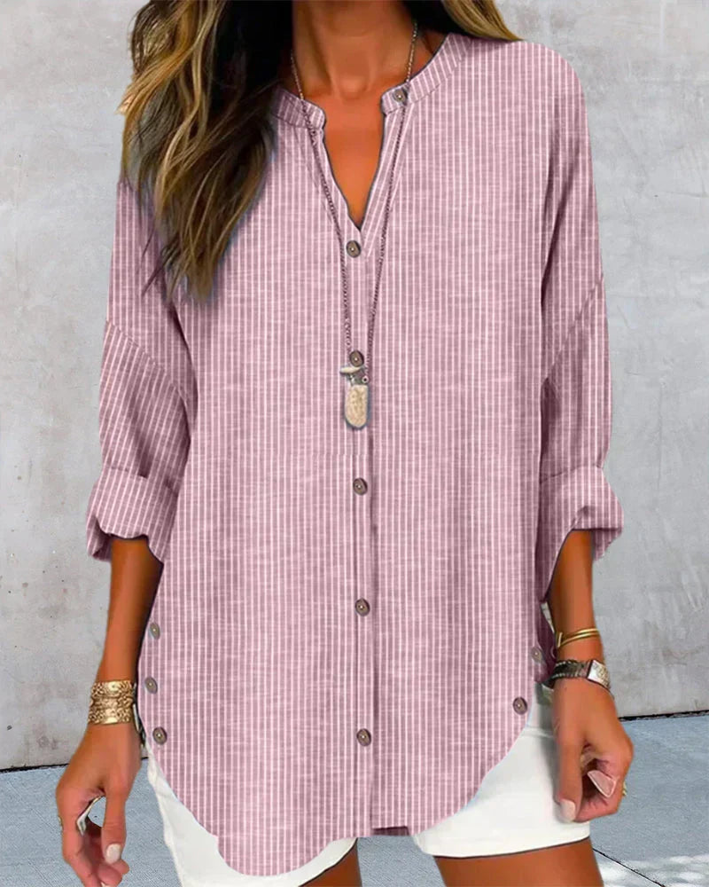 Elegante V-hals top met tijdloos streeppatroon