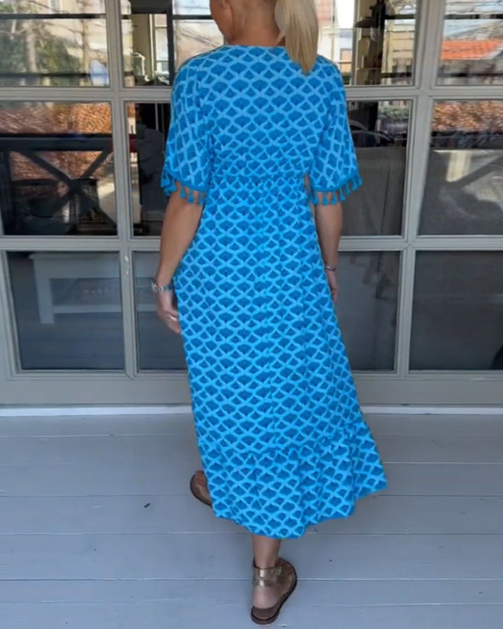 Casual V-halsjurk met print
