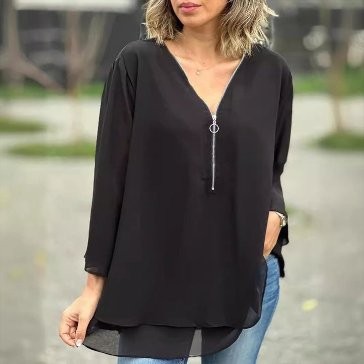 Luchtige Chiffon Blouse met Rits