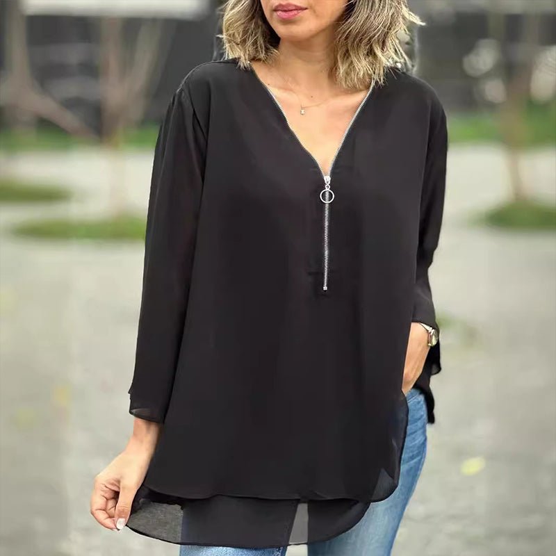 Luchtige Chiffon Blouse met Rits
