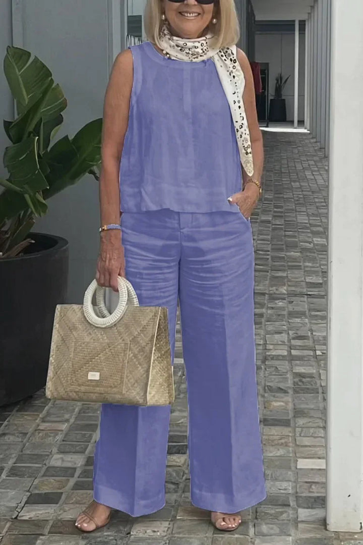 Elegante mouwloze tweedelige set