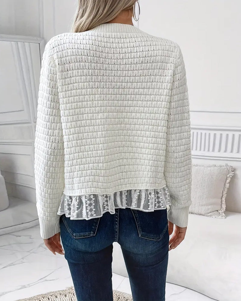 Sweater Coat met lange mouwen en kanten panelen