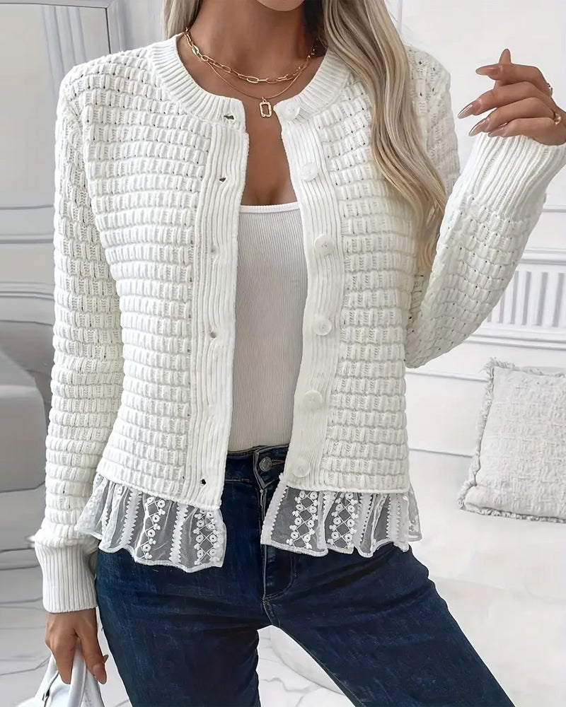 Sweater Coat met lange mouwen en kanten panelen