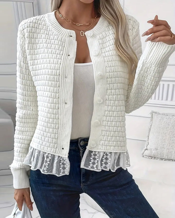 Sweater Coat met lange mouwen en kanten panelen