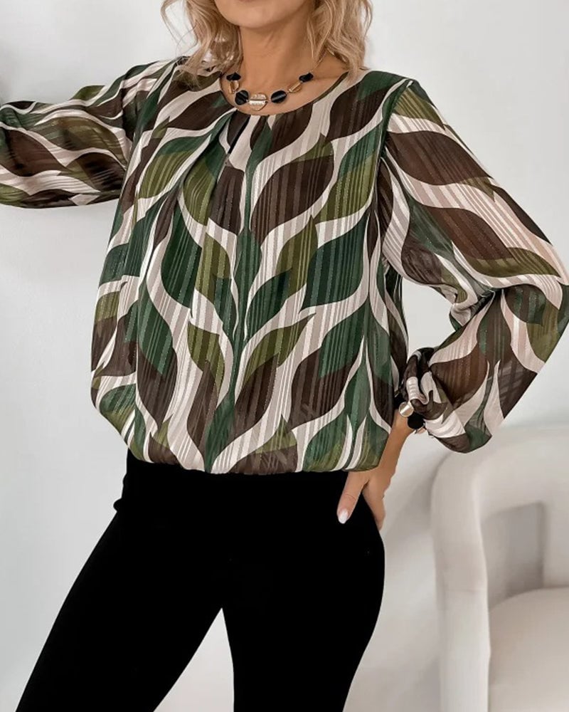 Blouse met lampionmouwen en ronde hals
