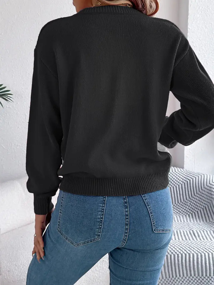 Elegant Color Block Crew Neck Sweater voor dames
