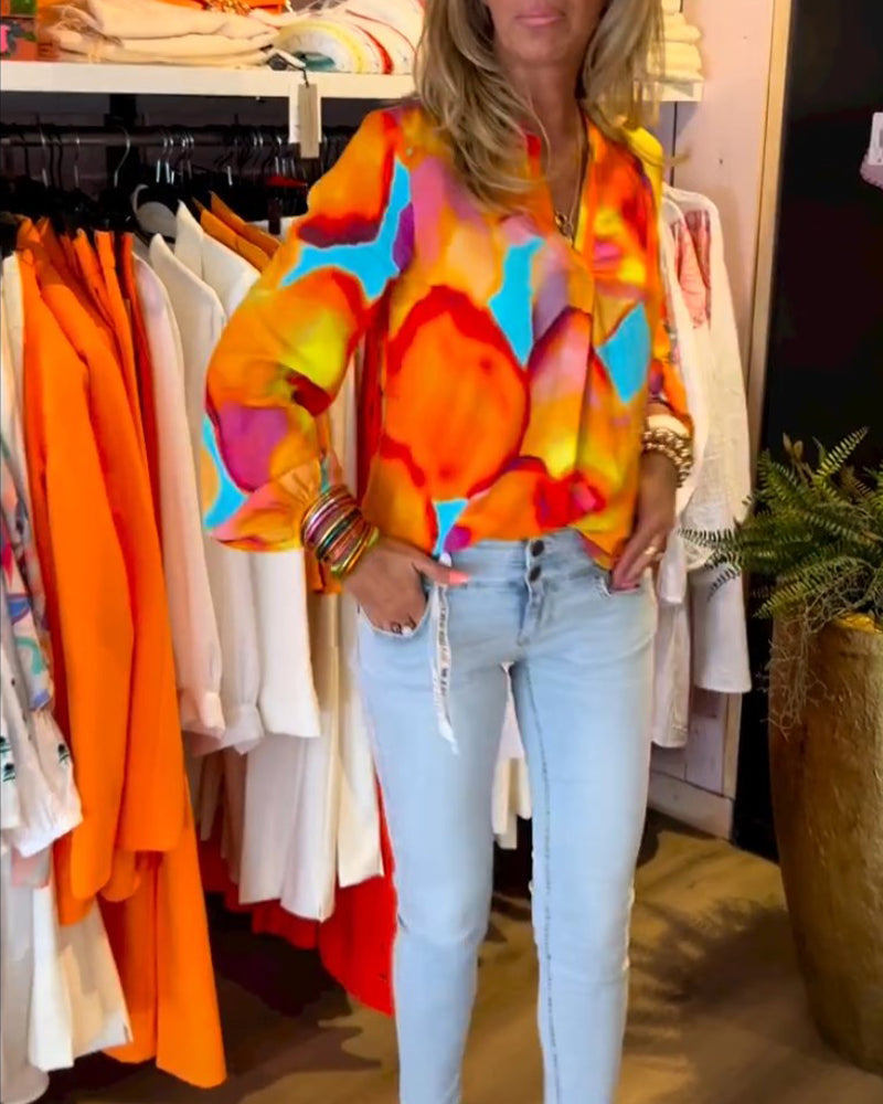 Kleurrijke Casual Blouse met Lange Mouwen