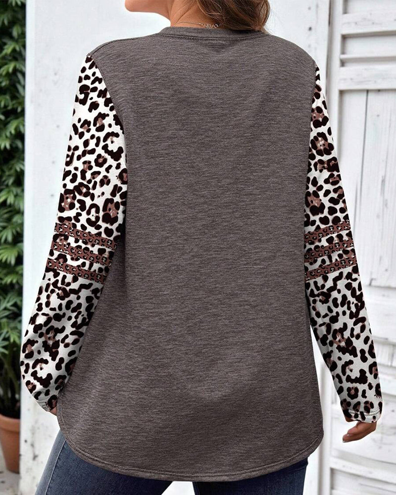 Top met lange mouwen, ronde hals en leopardprint