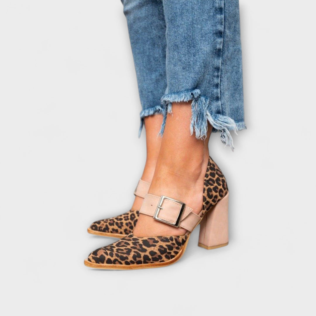 Chique Block Heel met Luipaardprint