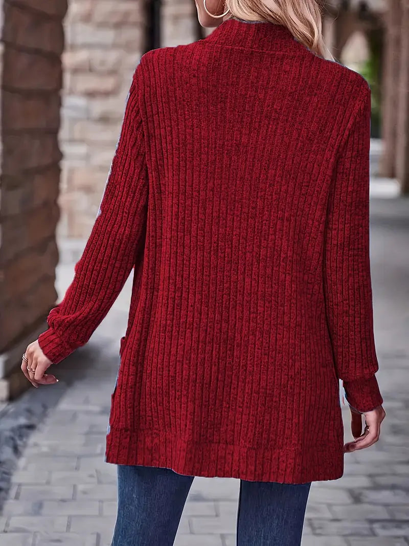 Chic Casual Geribbelde Top met Lange Mouwen