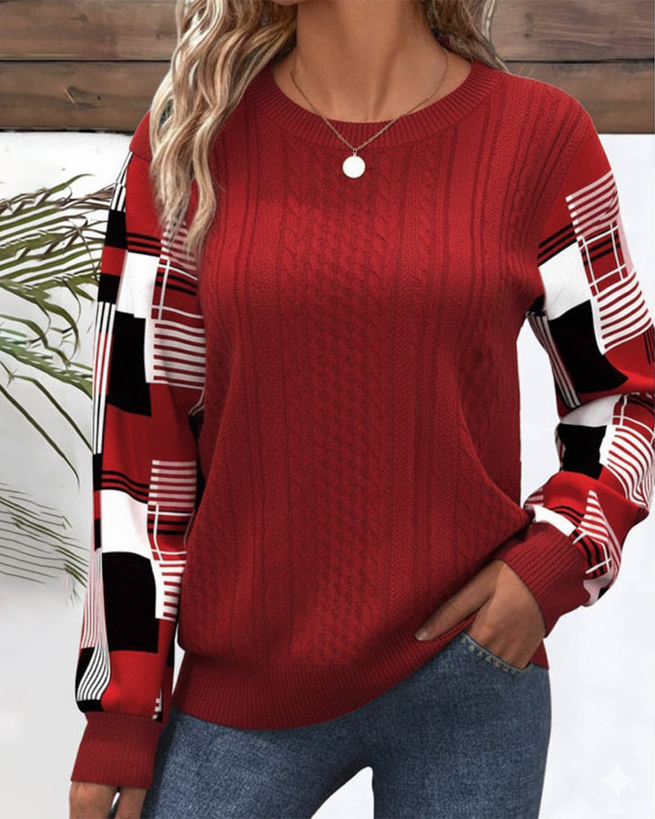 Ruitjes kleurblok elegant sweatshirt