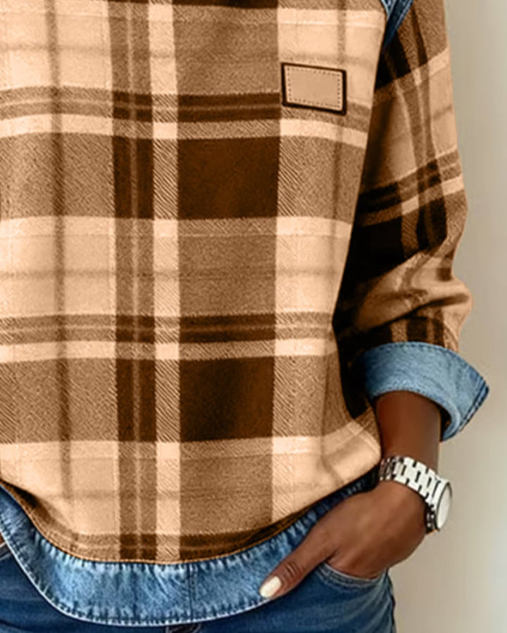 Ruitjes Patchwork Fashion Sweatshirt