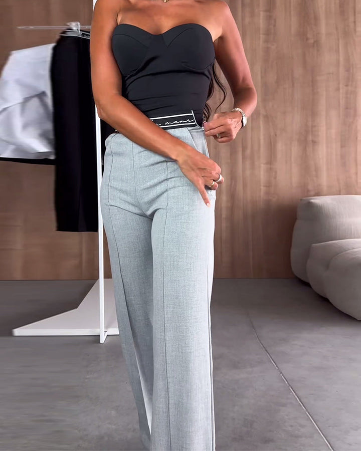 Casual effen Straight Pants met ritssluitzakken