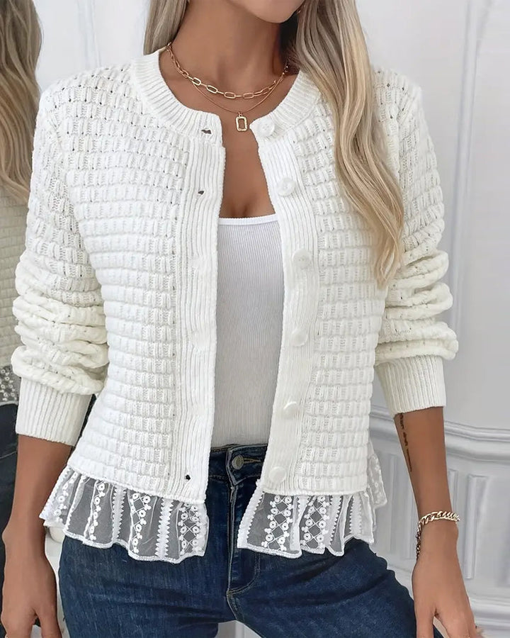Sweater Coat met lange mouwen en kanten panelen