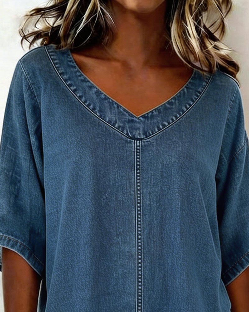 Casual gestreepte top met V-hals