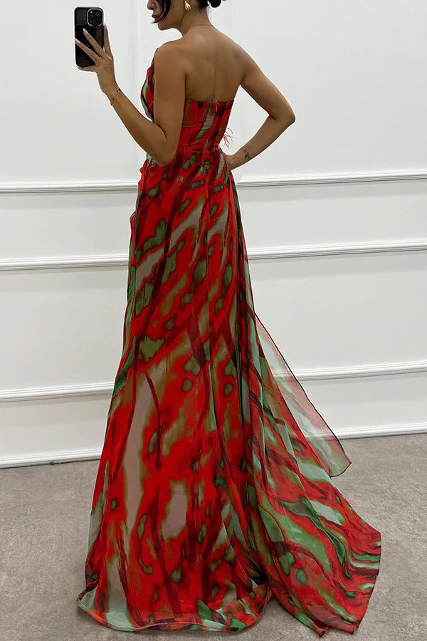 Chique Maxi-jurk met Levendige Print